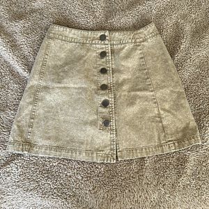 Tan mini skirt with buttons